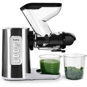 Cold Press Juicer Machines,Masticating Slow Juicer with 3'' Feed Chute,200W Powerful Motor for Hard Fruits & Vegetable, High Yield Juice Extractor, Easy to Clean, BPA Free, Stainless Steel Body