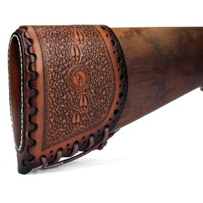 TOURBON Leather Recoil Pad Slip on Rifle Stock Cover Shotgun Shoulder Protector for Hunting Shooting