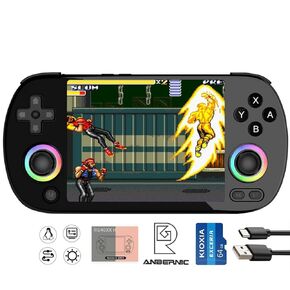 RG40XX H Handheld Game Console rg40xxh Retro Gaming Console 4.0'' IPS Screen with 64G TF Card Pre-Installed Games Linux 64-bit System Supports 5G WiFi Bluetooth HDMI and TV Output New Emulator RG40XX Black