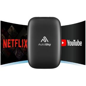 AutoSky Ai Box Lite Air - Streaming on the Go, Netflix and Youtube in your car. Convert Your Wired CarPlay into Wireless CarPlay or Android Auto. HotSpot Required for Streaming. Wired CarPlay Required