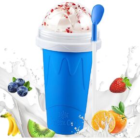 Slushie Maker Cup, DIY Magic Squeeze Slushy Cups, Portable Frozen Smoothies Cups for Juice Milkshake Yogurt Ice Cream Make, Reusable Cooling Cup for Family Friends(Blue)