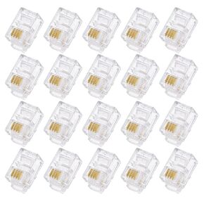 uxcell Telephone Modular Plug Male RJ9/RJ10/RJ22 Connectors, Copper Core 4P4C Clear 40pcs