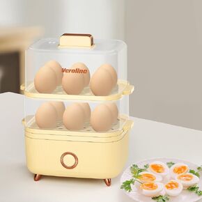 Rapid Egg Cooker, 12 Egg Capacity Electric Egg Cooker for Hard Boiled Eggs, Soft, Medium, Poached Eggs, Food & Vegetable Steamer for Breakfast, Over-Heat Protect, One-Touch Button, BPA-Free