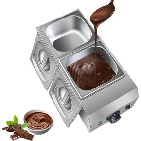 Chocolate Melting Machine with 2 Tanks, Electric Chocolate Tempering Pot, Chocolate Warmer Fondue with Temperature Control for Chocolate Cheese Soup Melting and Heating