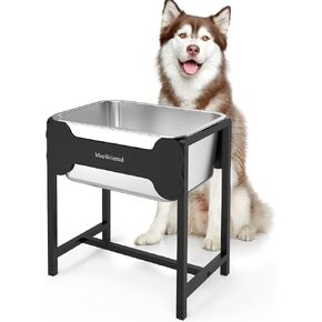 Elevated Dog Water Bowl for Medium to Large Breeds, 14.2"H Raised Dog Bowl with Stand for Healthy Drinking Posture, 2 Gal Stainless Steel Dog Bowl for Easy Clean, Dishwashable Pet Bowl Indoor Outdoor