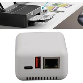 DAUERHAFT Print Server , Support Image Printing USB 2 . 0 Network Print Server Multiple Interfaces 100 240V Lightweight for PC (US Plug)