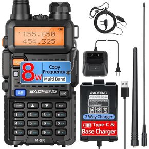 BAOFENG Ham Radio UV-5R 8W New Ver. Long Range UV5R Handheld Ham Radios Walkie Talkies M-5R Two Way Radio Multi Band Copy Frequency USB-C Charger