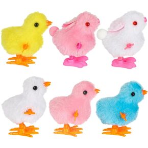 DECYOOL Easter Wind Up Chick Clockwork Toy Novel Children Adult Egg Plush Chicken Basket Stuffer Gift Bag Filler Birthday Party Favors