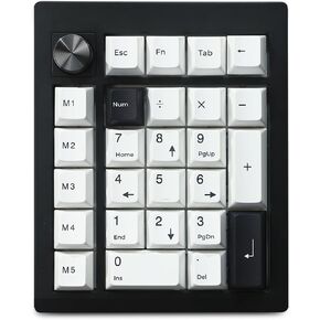 FKZ GMK26 Numpad الميكانيكية ، Gasket QMK/Via Macro Numeric Keypad Swap Wireless 2.4G/BT5.0/Wired USB-C RGB Backlit 26 Keys Mini Protable Number Number Dibractible for Win/Mac/Gaming (Black)
