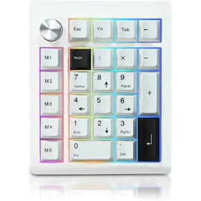 GMK26 Mechanical Numpad,VIA/QMK Programmable Hot Swappable Gasket Wired BT5.0/2.4G Wireless Number Pad with Knob PBT Keycaps 26 Keys Macro RGB Gaming Numeric Keypad for Laptop TKL Keyboard (Black)