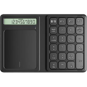 Bluetooth Number Pad, Foldable 2.4G Wireless Numeric Keypad with Display Calculator & Touchpad, Wireless Number Pad Slim 23 Keys Portable Financial Accounting Numpad Keyboard for PC Laptop Desktop