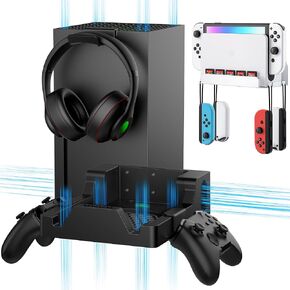 Wall Mount for Switch and Xbox Series X - with 2 Controller Holders and 1 Headphone Stand