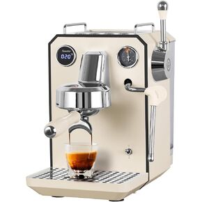 Owl Espresso Machine, 15 Bar Professional Semi-Automatic Espresso Maker with Milk Frother Steam Wand, 57oz Removable Water Tank, Dual Display, for Cappuccino, Latte at home, G3006, Ivory White
