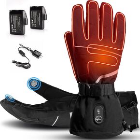 Heated Gloves for Men Women,Electric Gloves Battery Heated Ski Gloves,Touchscreen Waterproof Heating Gloves Heated Motorcycle Gloves for Winter Outdoors
