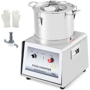 1400W Commercial Food Processor, 16 Quart Electric Vegetable Chopper Meat Grinder, Multi-Functional Food Processor with Stainless Steel Body & Blade, Gloves, Brush, 110V
