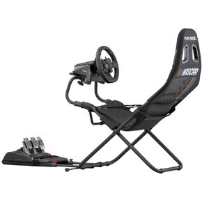 Playeat Challenge Sim Racing Cockpit | قابلة للطي وقابلة للتعديل | لسباق SIM عالي الأداء - في أي مكان ، في أي وقت | يدعم جميع عجلات التوجيه والدواسات | للكمبيوتر الشخصي ووحدة التحكم | طبعة ناسكار