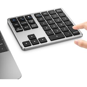 Number Pad, Mechanical USB Wired Numeric Keypad with Blue LED Backlit 21 Key Mini Numpad for Laptop Desktop Computer PC Black