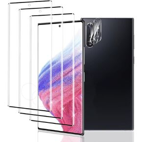 For Note 10 Plus Screen Protector and Camera Lens Protector, 9H Tempered Glass Scratch Resistant, Fingerprint Unlock, Easy to Install, Bubble Free, 3+2 Packs for Note 10 Plus 6.8 Inch