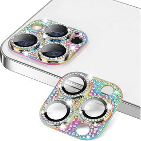 Compatible with iPhone 12 Pro Max Camera Lens Protector, Bling 3D Rhinestone Diamond 9H Tempered Glass Camera Cover Anti Scratch Shockproof Lens Screen Full Protective Cover
