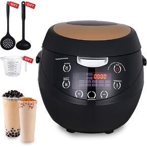 Automatic Commercial Boba Cooker 6L - Boba Maker Smart Boba Machine for Tapioca Pearls, Bubble Tea Machine, Suit for Milk Tea Stores Restaurants Dessert Stores Lounge Bars, Black and Khaki