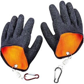 2PCs Fishing Gloves with Magnetic Buckle Non-Slip & Waterproof Fish Gloves for Handling Fishmen Gloves for Men
