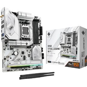 ASRock AMD B850 Steel Legend WiFi 7 Socket AM5 Ryzen 9000, 8000 and 7000 Series DDR5 up to 8000+ (OC) MHz 256GB ATX Motherboard M.2 SATA3 6.0 Gb/s PCIe 5.0 1 HDMI