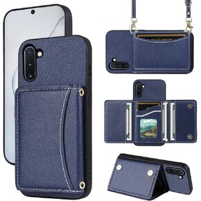 Phone Case for Samsung Galaxy Note 10 5G Wallet Cover with Crossbody Shoulder Strap and Leather Credit Card Holder Pocket Slim Stand Cell Accessories Note10 Notes 10s Ten Not S10 Girls Black in Kuwait