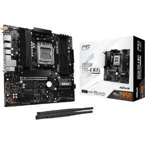 ASRock AMD B850M Pro A WiFi 6E Socket AM5 Ryzen 9000/8000/7000 Series DDR5 8000+ (OC) MHz 256GB Micro ATX Motherboard M.2 SATA3 6.0 Gb/s PCIe 5.0 BIOS Flashback 2.5G LAN
