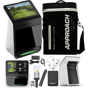 Garmin Approach R50 Premium Golf Launch Monitor & Simulator Bundle - Ball & Club Metrics with Built-in 10" Color Touchscreen with Case, Wireless HDMI Transmitter, 25FT 4K HDMI Cable & More Accessories