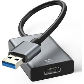USB to HDMI Adapter, USB 3.0/2.0 to HDMI for Multiple Monitors 1080P Compatible with Windows 7/8/10/11（Grey）