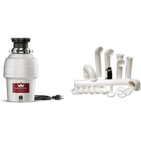 Waste King L-3200 Garbage Disposal with Power Cord, 3/4 HP, Gray & PF WaterWorks PF0989 Garbage Disposal Installation Kit, White