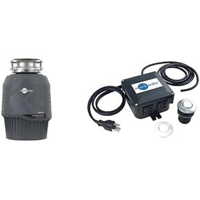 InSinkErator EVOLUTION 0.75HP 3/4 HP, Advanced Series EZ Connect Food Waste Garbage Disposal + InSinkErator Garbage Disposal Air Switch Kit, Dual Outlet Sink Top Switch Button, Chrome/White STS-OO