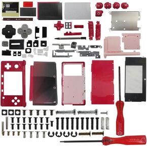 3DS Shell Replacement - Full Housing Case Kit, Cover Shell Repair Parts for Nintendo 3DS (Flame Red)