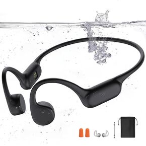 Swimming Headphones,Bone Conduction Headphones Bluetooth 5.4,IPX8 Waterproof,32G Memory Sports Headphones,Underwater Headphones with MP3-Player for Swimming,Open Earphones for Swimming (Black X20)