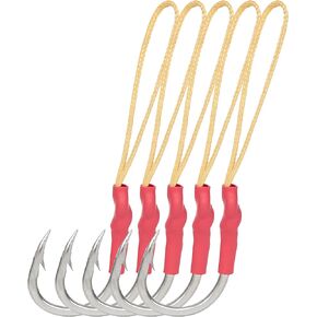 BLUEWING Single Assist Hooks with Kevlar String 5pcs Stainless Steel for Freshwater Saltwater Fishing