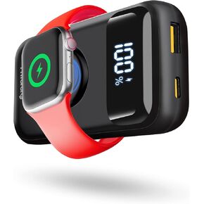 Miady Wireless Portable Charger for Apple Watch,10000mAh PD 22.5W Fast Charging Power Bank 3-in-1 Battery Pack with LED Display Compatible with iPhone 16/15, Galaxy S24/S22, iWatch Ultra/8/7/6/5/4