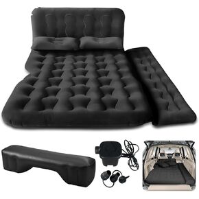 Car Air Mattress Back Seat Inflatable Bed - Inflatable Thickened and Double SUV Air Mattress with Air Pump Portable Foldable Car Bed for Home Car Travel Camping-Black