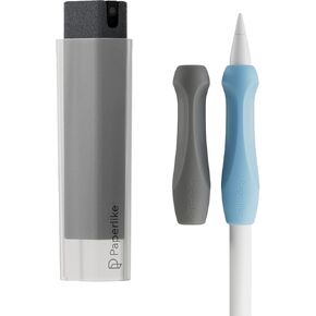 Paperlike's Pencil Grips & Cleaning Kit for Apple Pencil and iPad - 2X Grips for Ergonomic Precision and 1x refillable Microfiber Spray Bottle & Cleaning Solution + 5 Refill Tablets