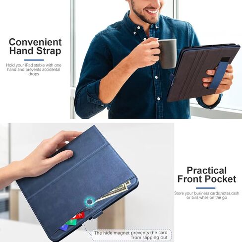 for iPad 10th Generation Case Cover 10.9 Inch 2022 A2696 A2757 A2777 with Pencil Holder & Hand Strap & Pocket,Stand Magnetic PU Leather Folio Protective Case Compatible with iPad 10 Gen,Brown in Saudi Arabia