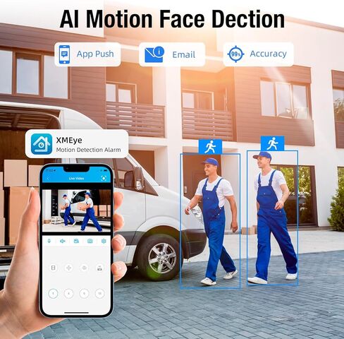 TOWODE 4CH Security Camera System 1080P 4-Channel Hybrid 5-in-1 DVR Security Video Recorder with 2pcs 5MP Cameras 24/7 Recording,Mobile APP & PC Remote Pre-Installed 1TB Hard Drive in Saudi Arabia