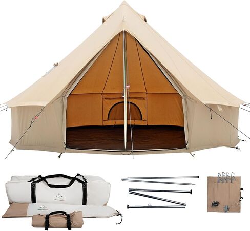 WHITEDUCK Regatta Canvas Bell Tent - w/StoveJack, Waterproof, 4 Season Luxury Camping and Glamping Yurt Tent Outdoor (20' (6M), Water Repellent, Forest Green) in Kuwait
