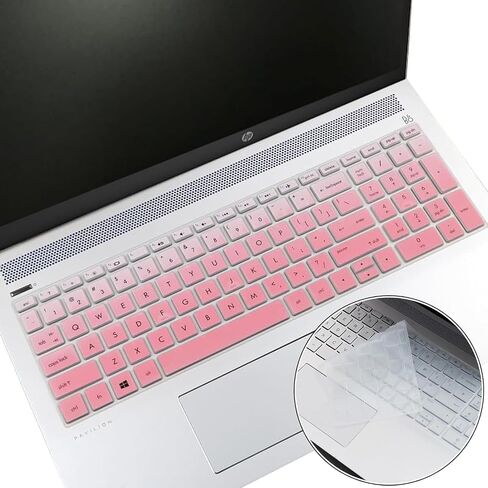 2Pcs Silicone Keyboard Cover Skins for 15.6" HP Pavilion Laptops, 15-CD040WM 15-CD051NR 15-CD072NR 15-CD075NR 15-DA0014DX 15-DA0012DX 15-DB0011DX 15-CH011DX 17M-AE (Love Bear+Clear) in Saudi Arabia
