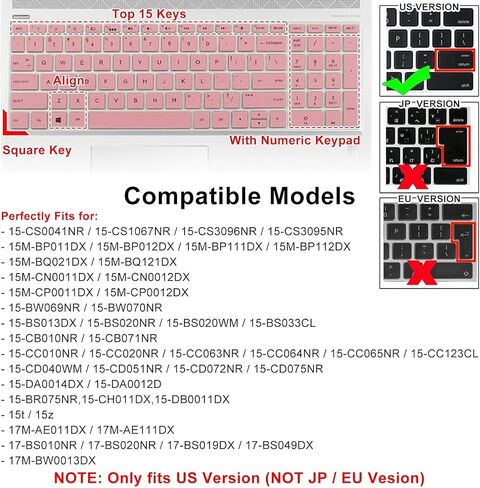 2Pcs Silicone Keyboard Cover Skins for 15.6" HP Pavilion Laptops, 15-CD040WM 15-CD051NR 15-CD072NR 15-CD075NR 15-DA0014DX 15-DA0012DX 15-DB0011DX 15-CH011DX 17M-AE (Love Bear+Clear) in Saudi Arabia