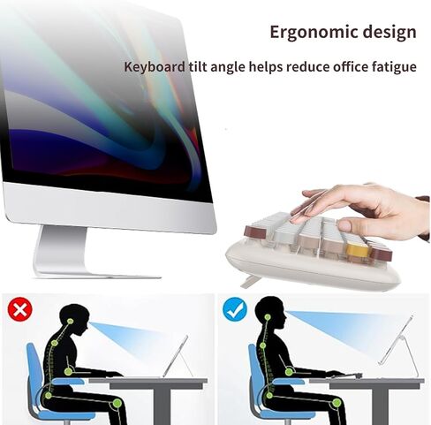 Wireless Keyboard and Mouse Combo, Retro Style Keyboard with Round Keycaps, 2.4GHz Dropout-Free Connection Mouse with 3 Adjustable DPI for Windows Notebook PC (White Colorful) in Saudi Arabia