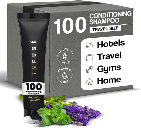 Infuse Black Hotel Toiletries Bulk | 1 oz Conditioning Shampoo Travel Size | For Hotels, Vacation Rentals, Gym, Luxury, Airport | Case of 100 in Saudi Arabia