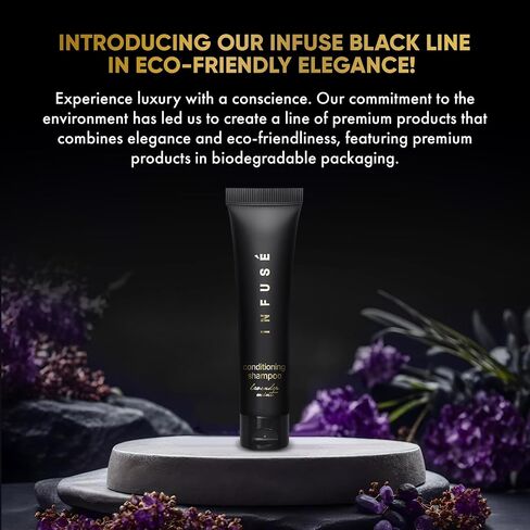 Infuse Black Hotel Toiletries Bulk | 1 oz Conditioning Shampoo Travel Size | For Hotels, Vacation Rentals, Gym, Luxury, Airport | Case of 100 in Saudi Arabia