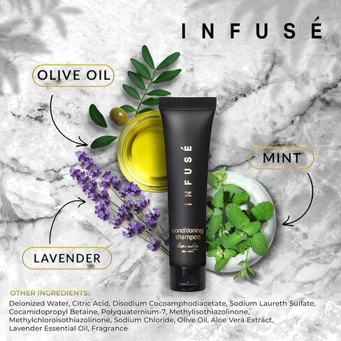 Infuse Black Hotel Toiletries Bulk | 1 oz Conditioning Shampoo Travel Size | For Hotels, Vacation Rentals, Gym, Luxury, Airport | Case of 100 in Saudi Arabia