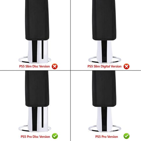 PlayVital Vertical Dust Cover for ps5 Pro Console Disc & Digital Edition, Nylon Dust Protector Sleeve for ps5 Pro Accessories, Anti Scratch, Waterproof, Black in Kuwait