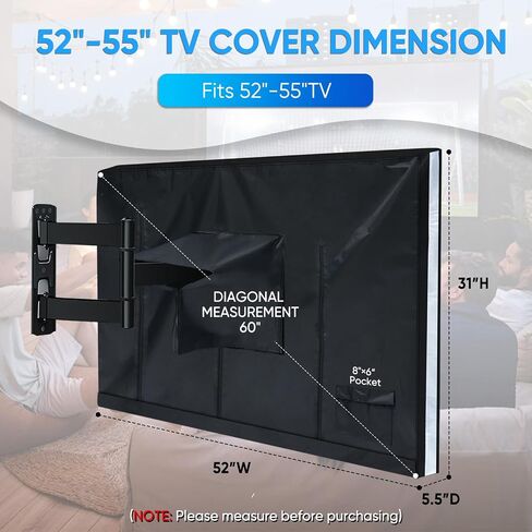 NEVERLAND Outdoor TV Cover - 48 to 50 Inch - Weatherproof - Waterproof - for Outside 50 Flat Screen TV, TV Screen Protector with Bottom Cover, Size 48"L x 30"W x 5.5"H in Saudi Arabia