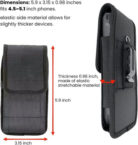 Cell Phone Pouch Holster Case with Nylon Belt Clip Armband Compatible with Samsung Galaxy S24+, iPhone 16 15 14 13 12 11 Pro Max, Android Barcode Scanner Work Tool Belt, Vest Carrying Pouch Case in Saudi Arabia